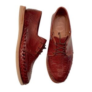 Kwarachi Leather Shoes Mens Deep Brown Woven Authentic Mexican Huaraches Ties 7
